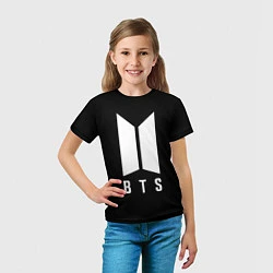 Футболка детская BTS лого белое, цвет: 3D-принт — фото 2