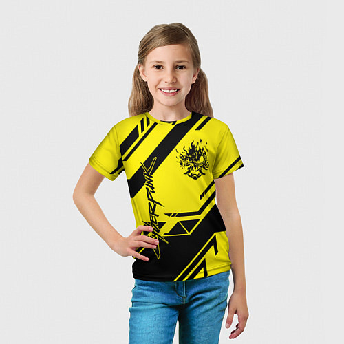 Детская футболка Cyberpunk 2077: Yellow Samurai / 3D-принт – фото 5