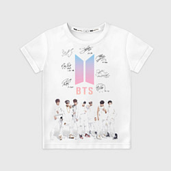 Футболка детская BTS белый постер, цвет: 3D-принт