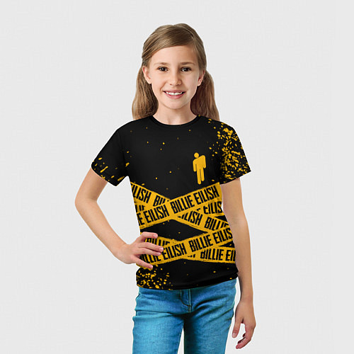 Детская футболка BILLIE EILISH: Yellow & Black Tape / 3D-принт – фото 5