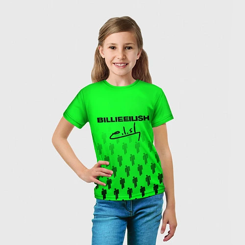 Детская футболка Billie Eilish: Green Autograph / 3D-принт – фото 5