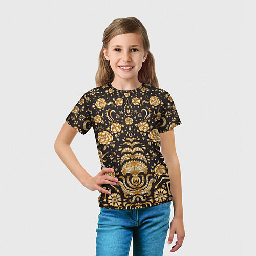Детская футболка Золотые единороги и цветы / 3D-принт – фото 5