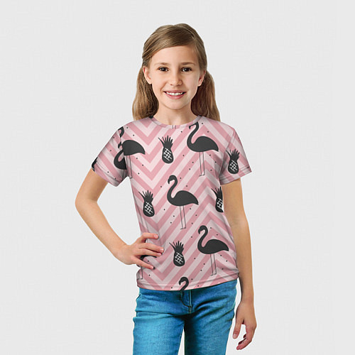 Детская футболка Черный фламинго арт / 3D-принт – фото 5