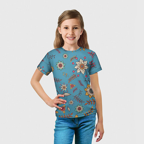 Детская футболка Цветочный рай узор / 3D-принт – фото 5