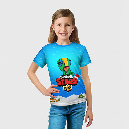 Детская футболка Brawl Stars новогодний LEON / 3D-принт – фото 5