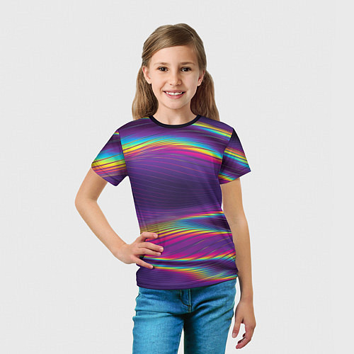Детская футболка Разноцветные волнообразные / 3D-принт – фото 5