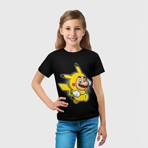 Детская футболка Марио в костюме пикачу / 3D-принт – фото 5