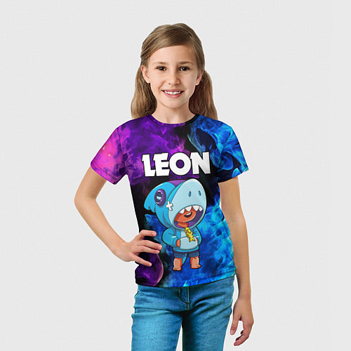 Детская футболка BRAWL STARS LEON SHARK / 3D-принт – фото 5