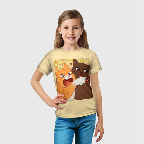Детская футболка Woman yelling at Cat meme / 3D-принт – фото 5