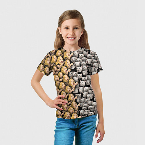 Детская футболка Девушки орут на котиков / 3D-принт – фото 5