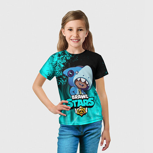 Детская футболка Brawl Stars LEON SHARK / 3D-принт – фото 5