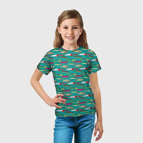 Детская футболка Рыбацкие блесна / 3D-принт – фото 5