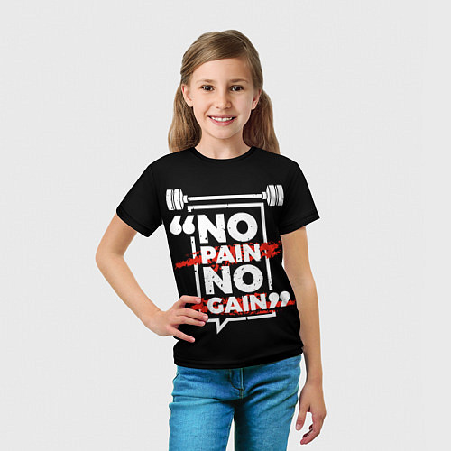 Детская футболка Без боли нет победы / 3D-принт – фото 5
