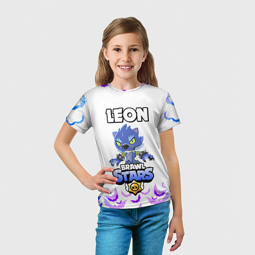 Детская футболка Brawl stars leon оборотень / 3D-принт – фото 5