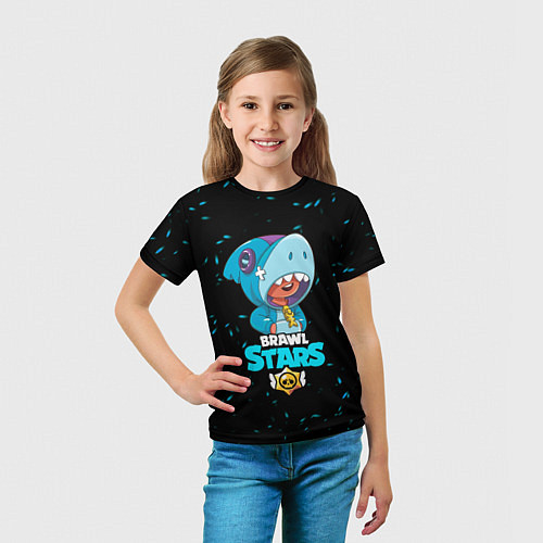 Детская футболка Brawl stars leon shark / 3D-принт – фото 5