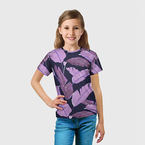 Детская футболка Tropical leaves 4 purple / 3D-принт – фото 5