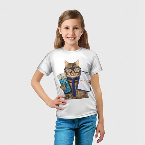 Детская футболка Кот в очках / 3D-принт – фото 5