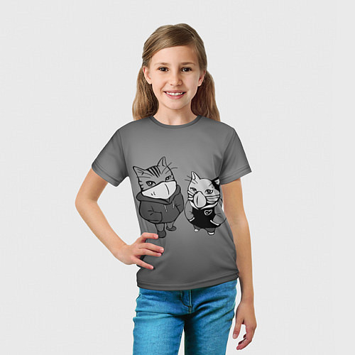 Детская футболка Котики в масках / 3D-принт – фото 5