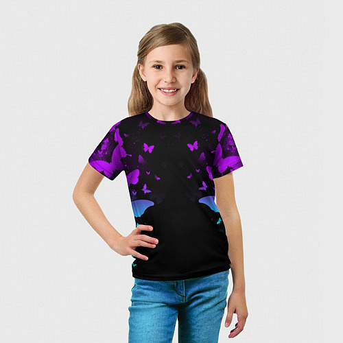 Детская футболка Бабочки в неоне / 3D-принт – фото 5