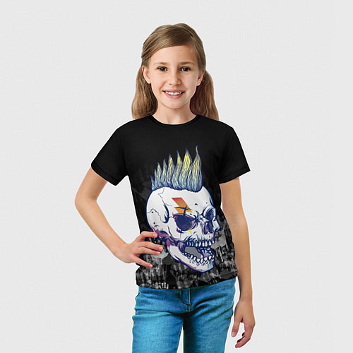 Детская футболка Череп с ирокезы / 3D-принт – фото 5