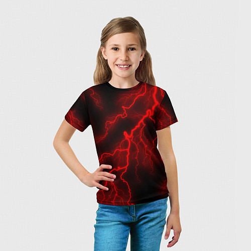 Детская футболка МОЛНИЯ RED NEON / 3D-принт – фото 5