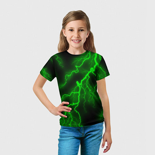 Детская футболка МОЛНИЯ GREEN NEON / 3D-принт – фото 5