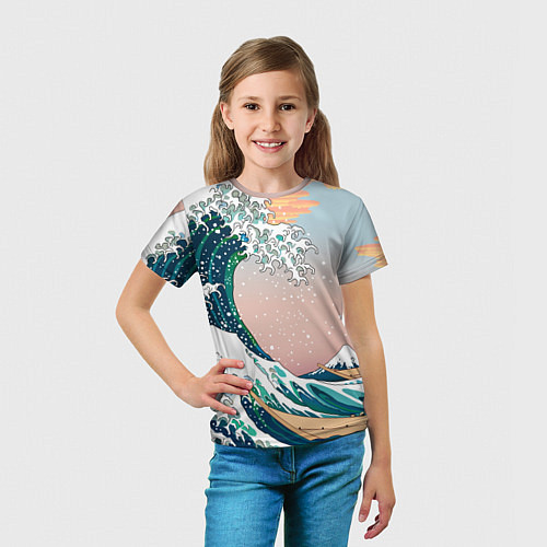 Детская футболка Большая волна в канагаве / 3D-принт – фото 5