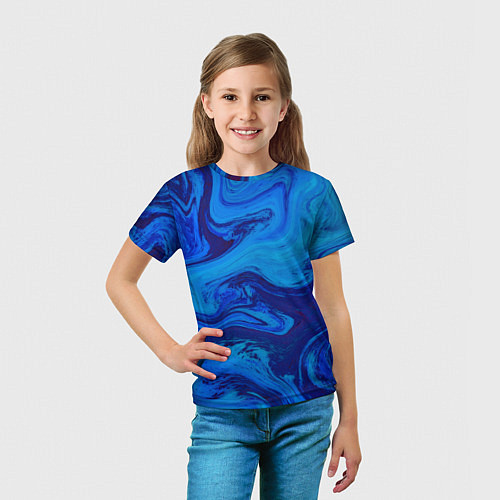 Детская футболка Абстракция синяя с голубым / 3D-принт – фото 5