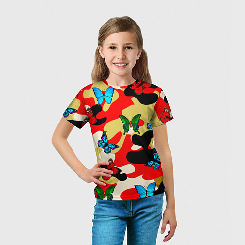 Детская футболка Камуфляжные бабочки / 3D-принт – фото 5