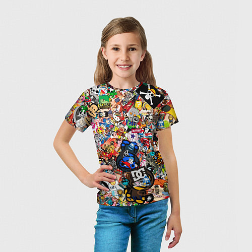 Детская футболка Стикеры / 3D-принт – фото 5