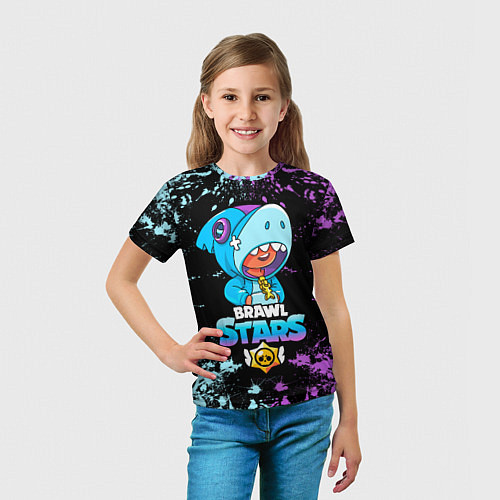 Детская футболка Brawl Stars Leon Shark / 3D-принт – фото 5