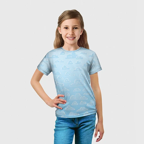 Детская футболка Очень светлые голубые облака / 3D-принт – фото 5