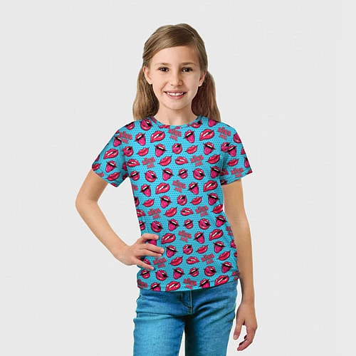 Детская футболка Губы Поп-арт / 3D-принт – фото 5