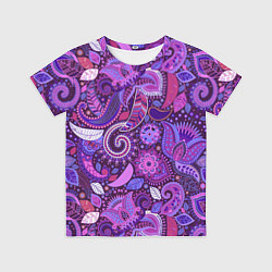 Футболка детская Фиолетовый этнический дудлинг, цвет: 3D-принт