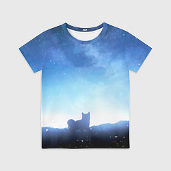 Футболка детская Силуэт корги ночь космос дымка, цвет: 3D-принт
