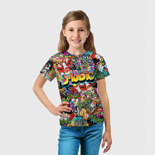 Детская футболка Граффити Крейзи мьюзик / 3D-принт – фото 5