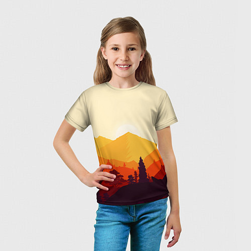 Детская футболка Горы закат пейзаж лиса арт / 3D-принт – фото 5