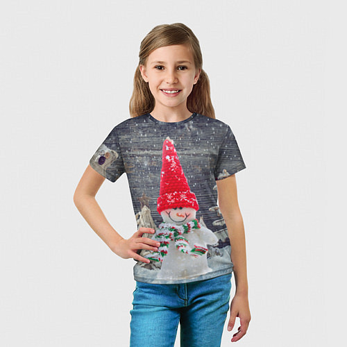 Детская футболка Снеговик, Новогодняя / 3D-принт – фото 5