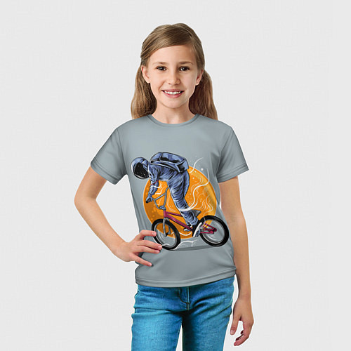 Детская футболка Космический велосипедист Z / 3D-принт – фото 5