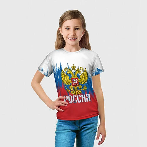 Детская футболка РОССИЯ ТРИКОЛОР / 3D-принт – фото 5