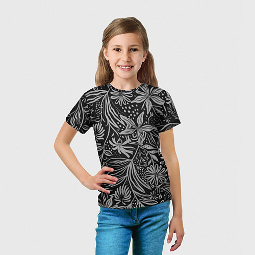 Детская футболка Флора Черно Белая / 3D-принт – фото 5