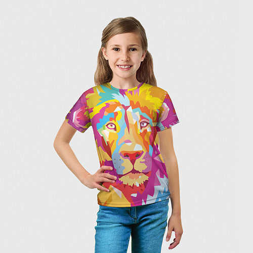 Детская футболка Акварельный лев / 3D-принт – фото 5