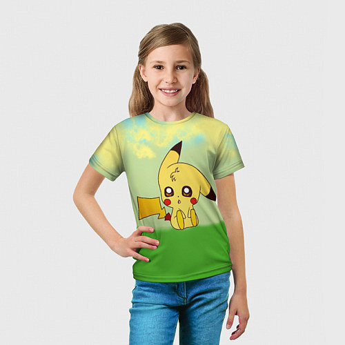 Детская футболка Пикачу на травке / 3D-принт – фото 5