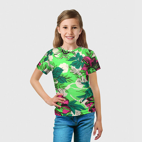Детская футболка Цветы в неоне / 3D-принт – фото 5
