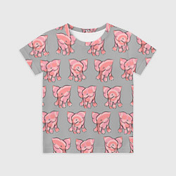 Футболка детская РОЗОВЫЕ СЛОНИКИ ПАТТЕРН, цвет: 3D-принт