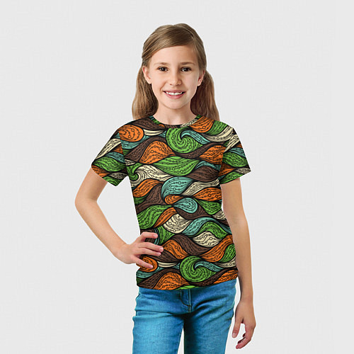 Детская футболка Абстрактные волны / 3D-принт – фото 5