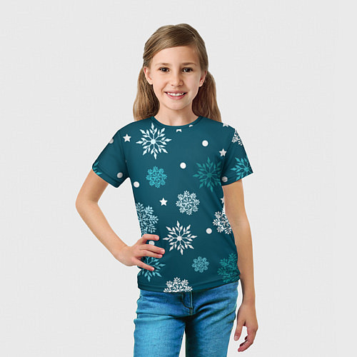 Детская футболка Зимние снежинки / 3D-принт – фото 5
