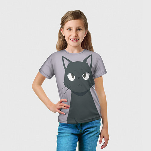 Детская футболка Чёрный кот / 3D-принт – фото 5