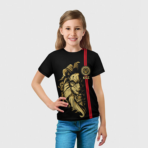 Детская футболка Киргизия - золотой лев / 3D-принт – фото 5