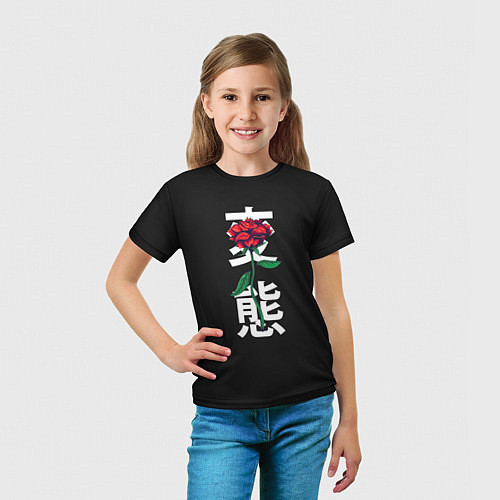 Детская футболка Цветок в иероглифах / 3D-принт – фото 5
